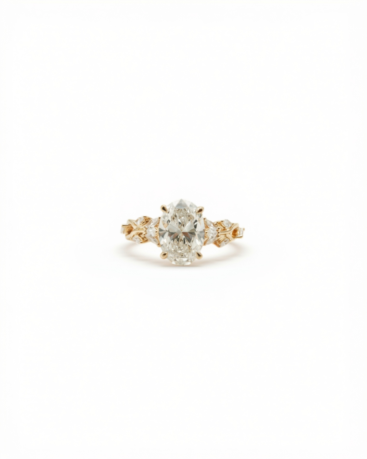 Oval Diamond Marquise Vine Engagement Ring — front view