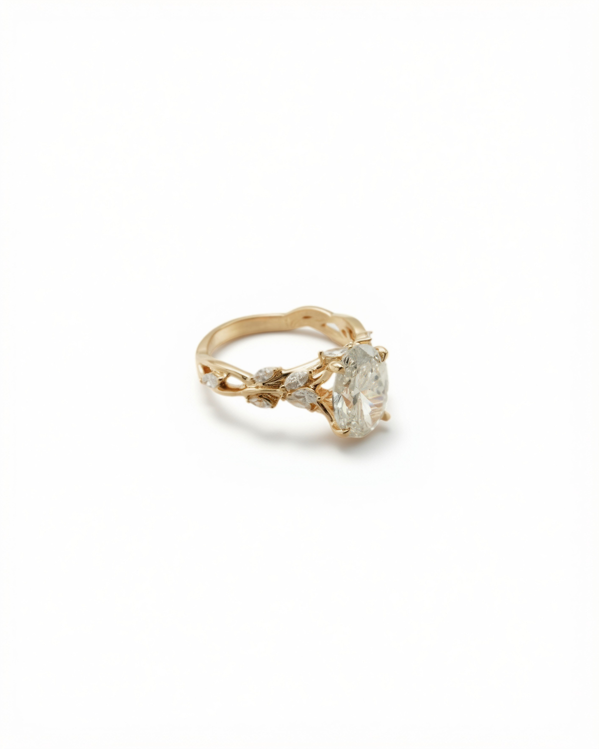 Oval Diamond Marquise Vine Engagement Ring — side view