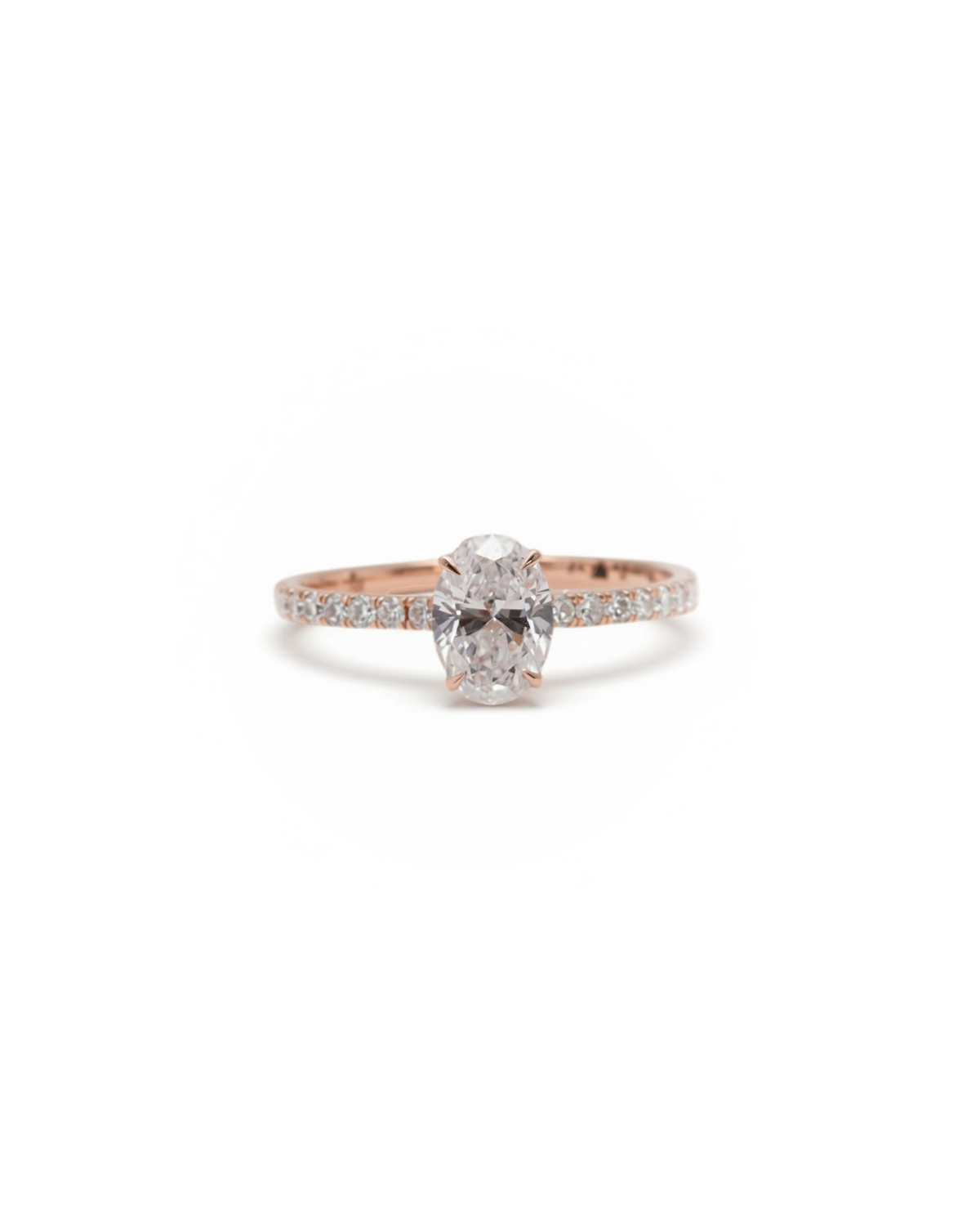 1ct Oval Diamond Pavé Solitaire Engagement Ring — front view