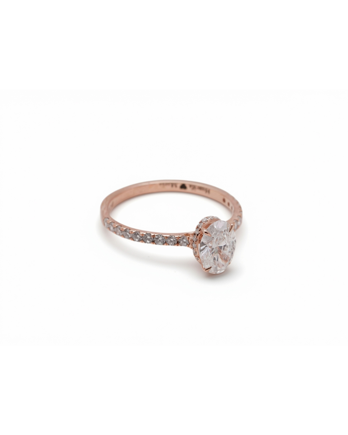 1ct Oval Diamond Pavé Solitaire Engagement Ring — side view