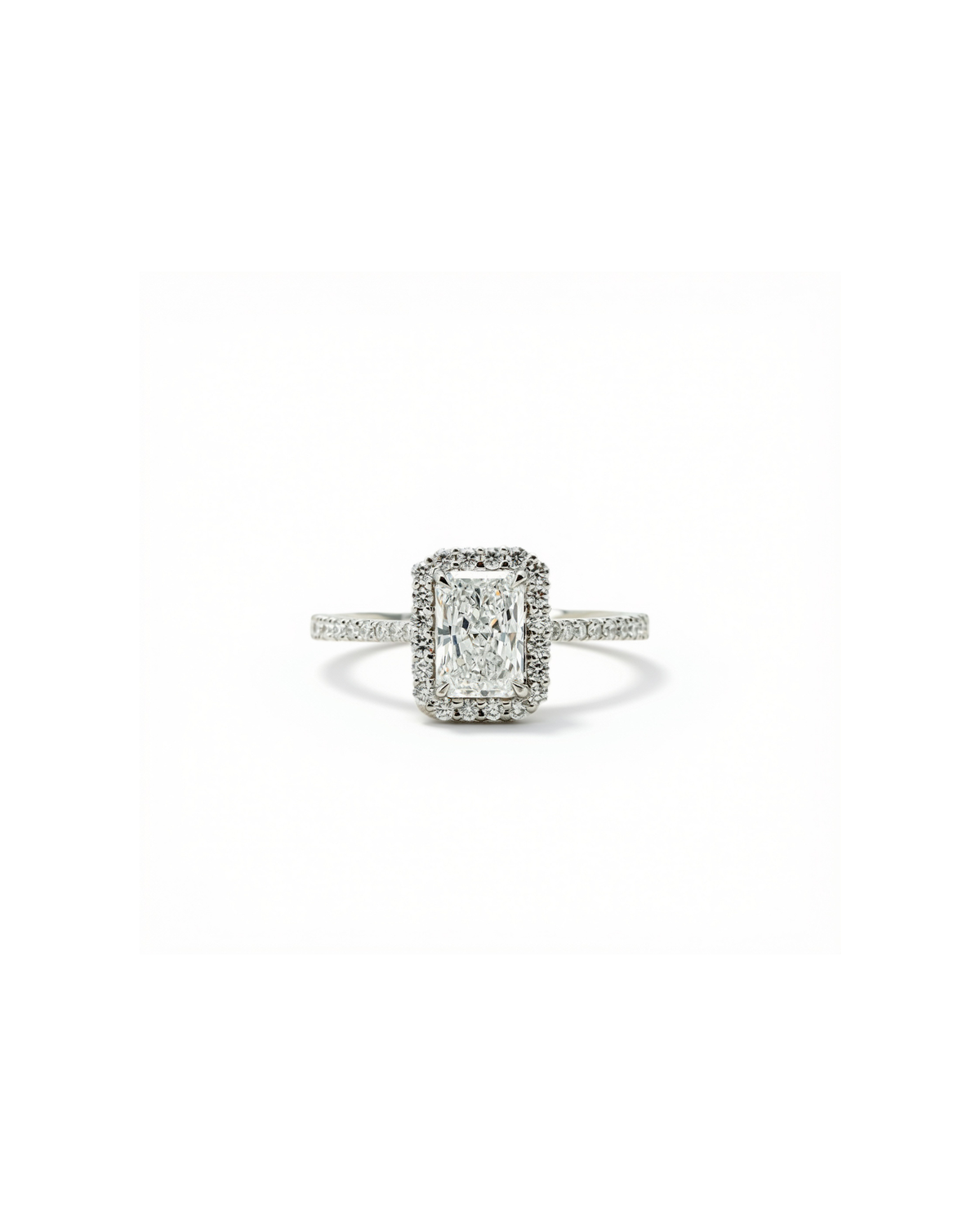 1ct Radiant-Cut Diamond Halo Engagement Ring — front view