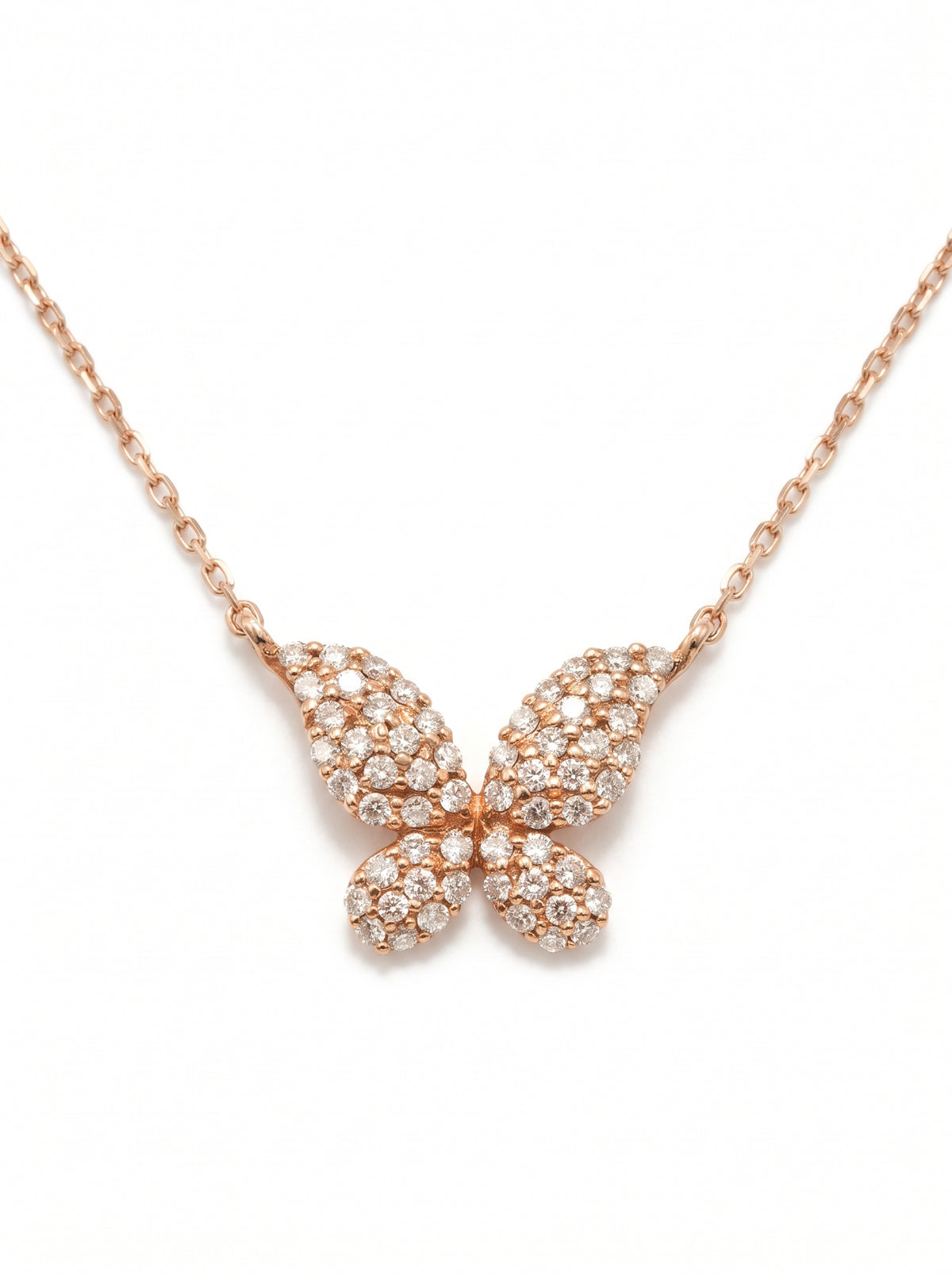 0.2ct Diamond Butterfly Pendant Necklace — side view
