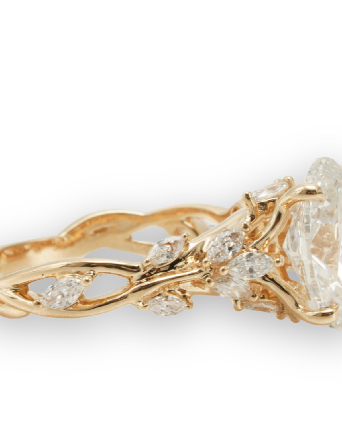 Oval Diamond Marquise Vine Engagement Ring — detail view
