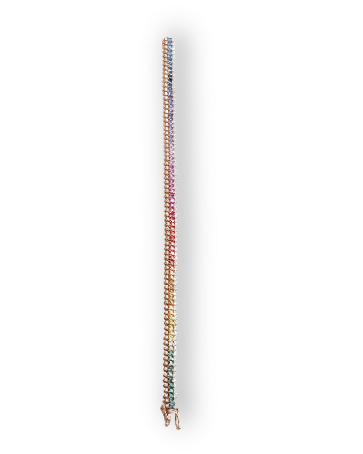 5ct Rainbow Sapphire & Diamond Tennis Bracelet — side view
