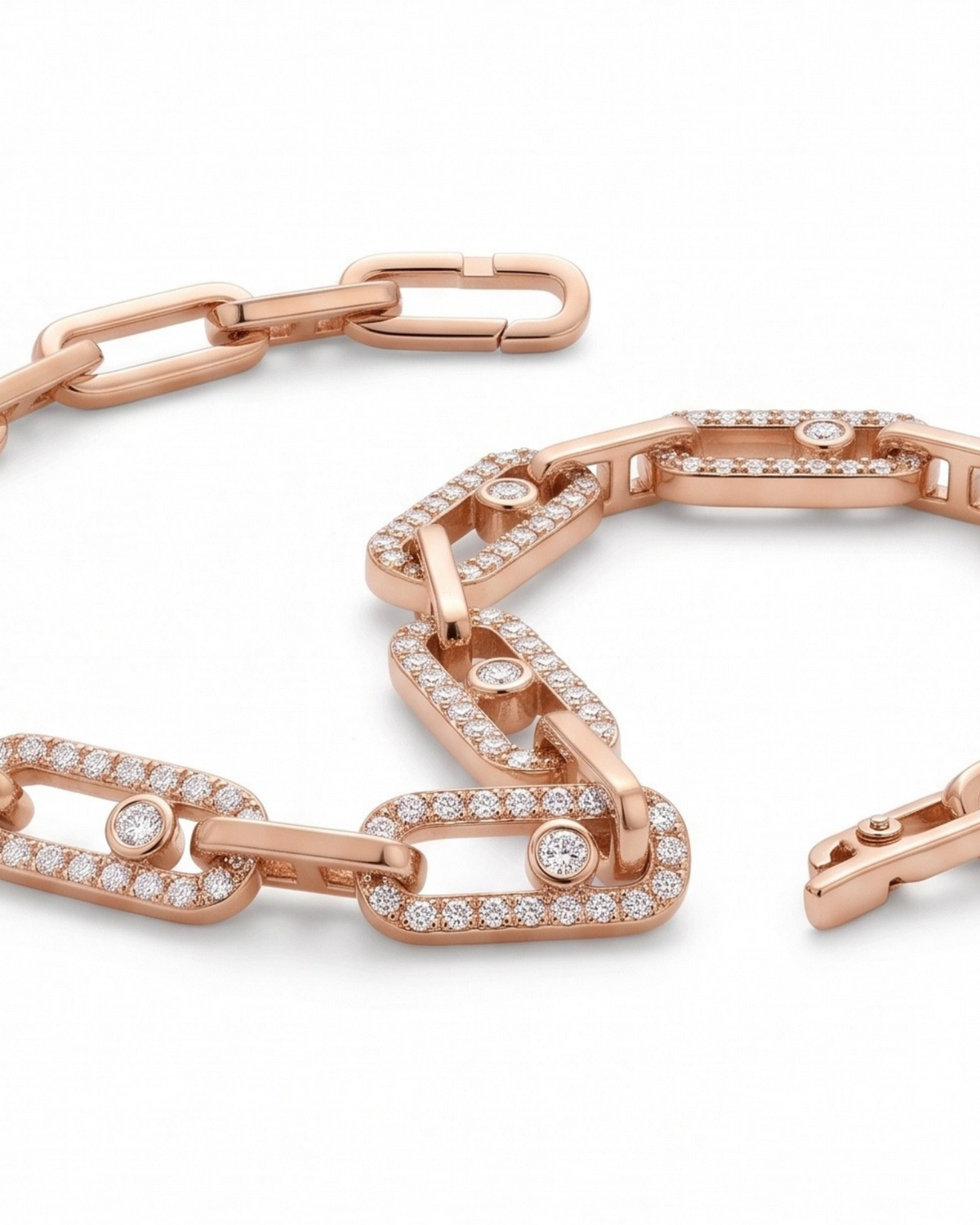 0.3ct Diamond Paperclip Chain Bracelet — side view