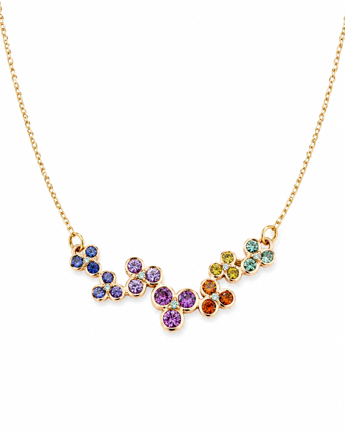 Sapphire Spectrum Cluster Necklace