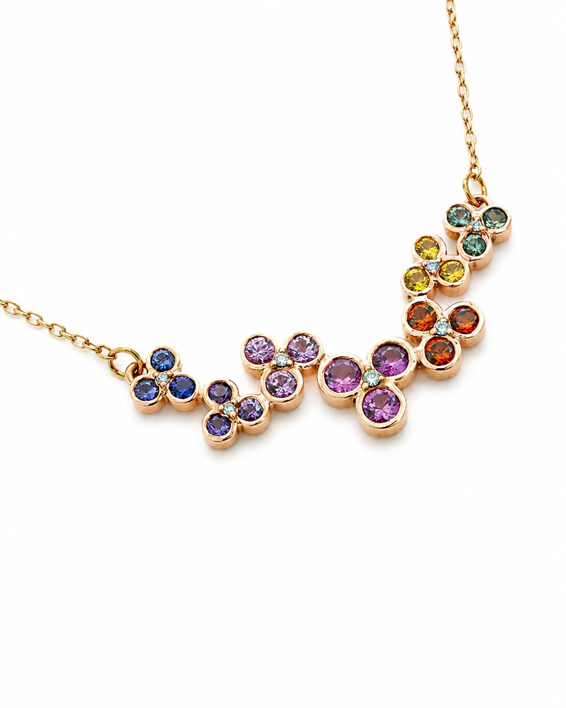 Sapphire Spectrum Cluster Necklace