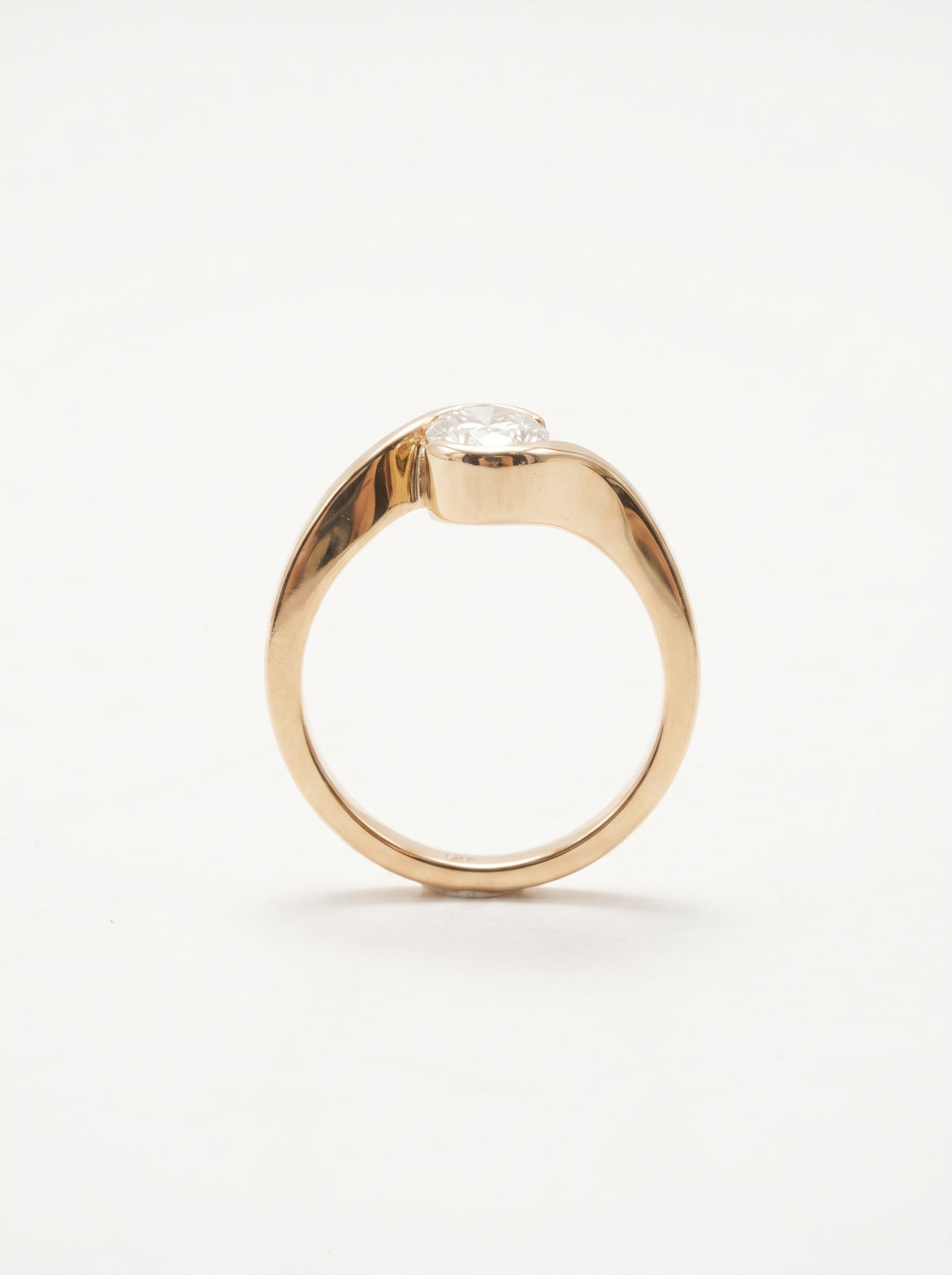 Oval Diamond Bezel Bypass Engagement Ring — side