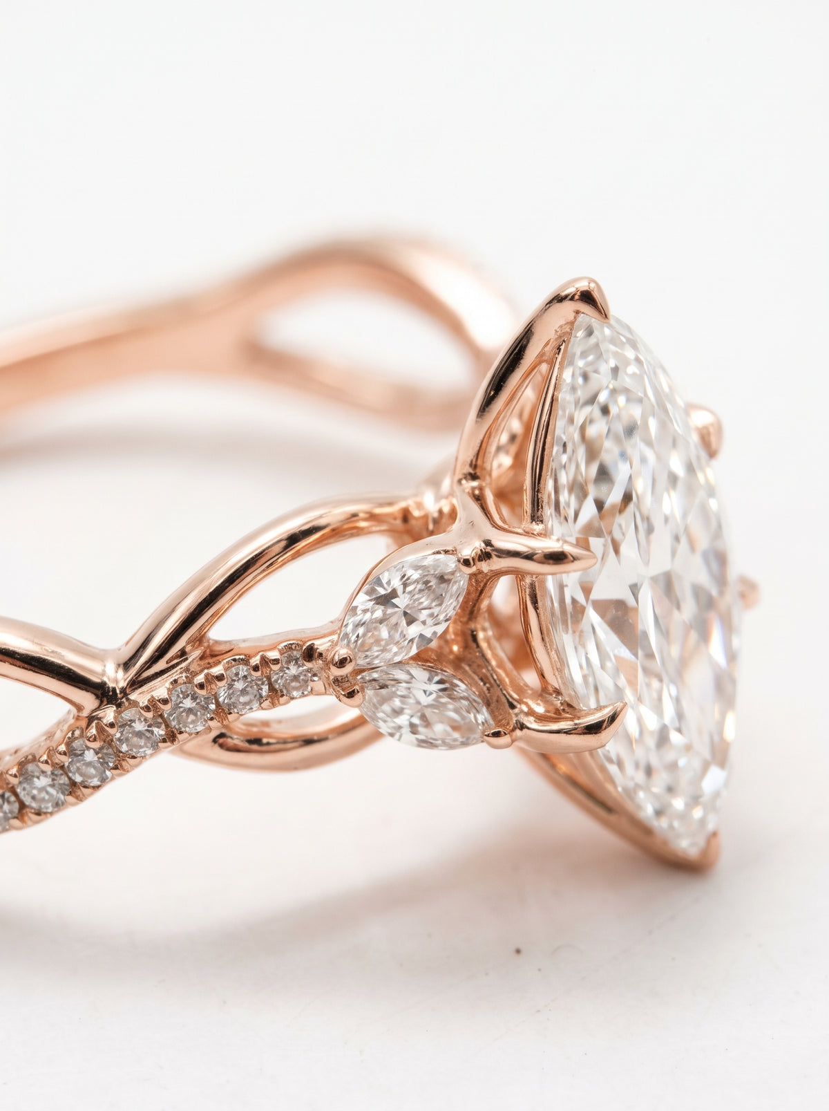 1.2ct Marquise Diamond Infinity Twist Engagement Ring