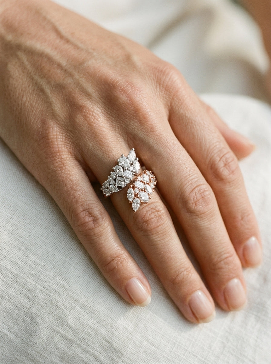 1.7ct Pear & Marquise Diamond Cluster Ring — worn view