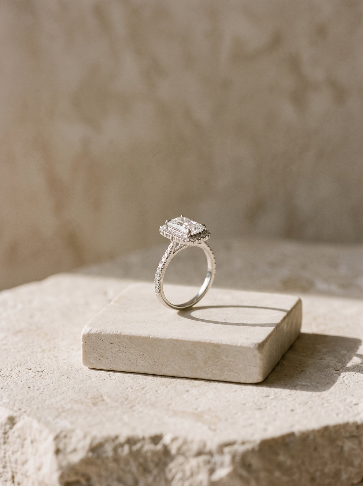 1ct Radiant-Cut Diamond Halo Engagement Ring — styled view