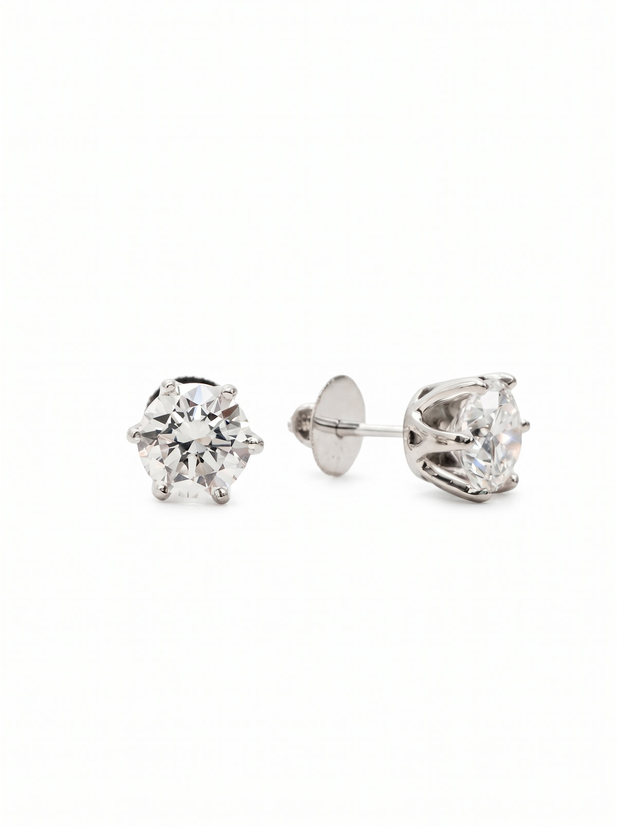 2ct Round Diamond Solitaire Stud Earrings — front view