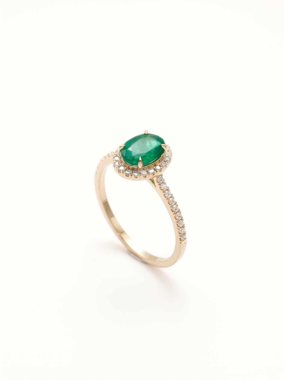 1ct Oval Emerald Halo Engagement Ring — side view
