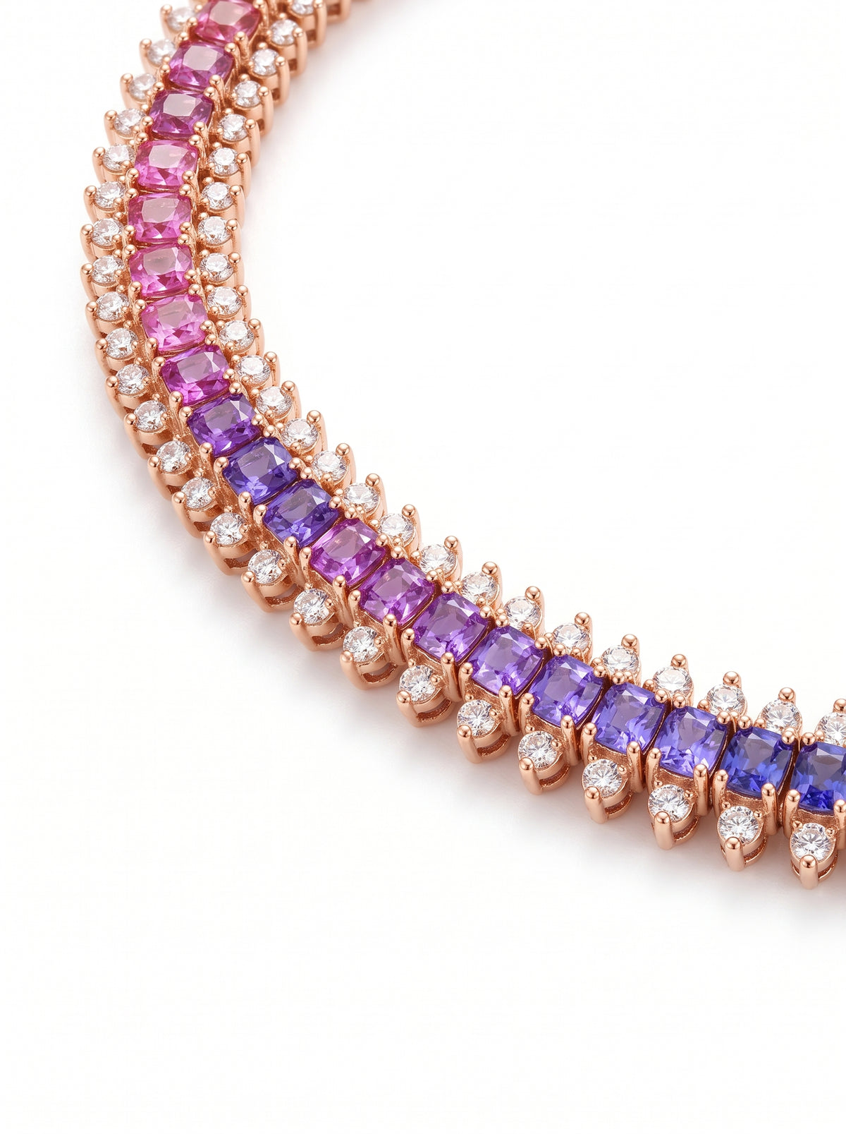 5ct Rainbow Sapphire & Diamond Tennis Bracelet — detail view