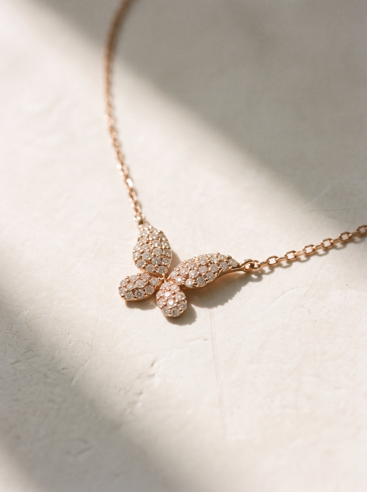 0.2ct Diamond Butterfly Pendant Necklace — styled view