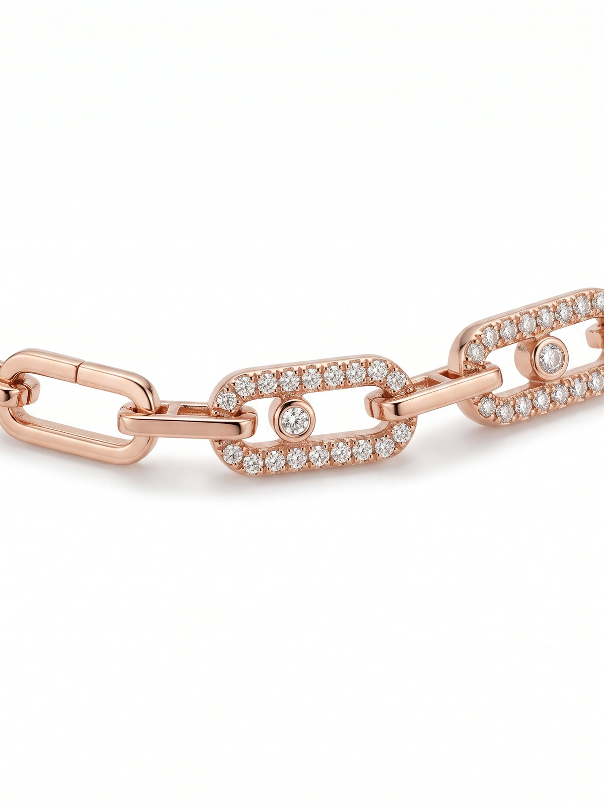 0.3ct Diamond Paperclip Chain Bracelet — detail view