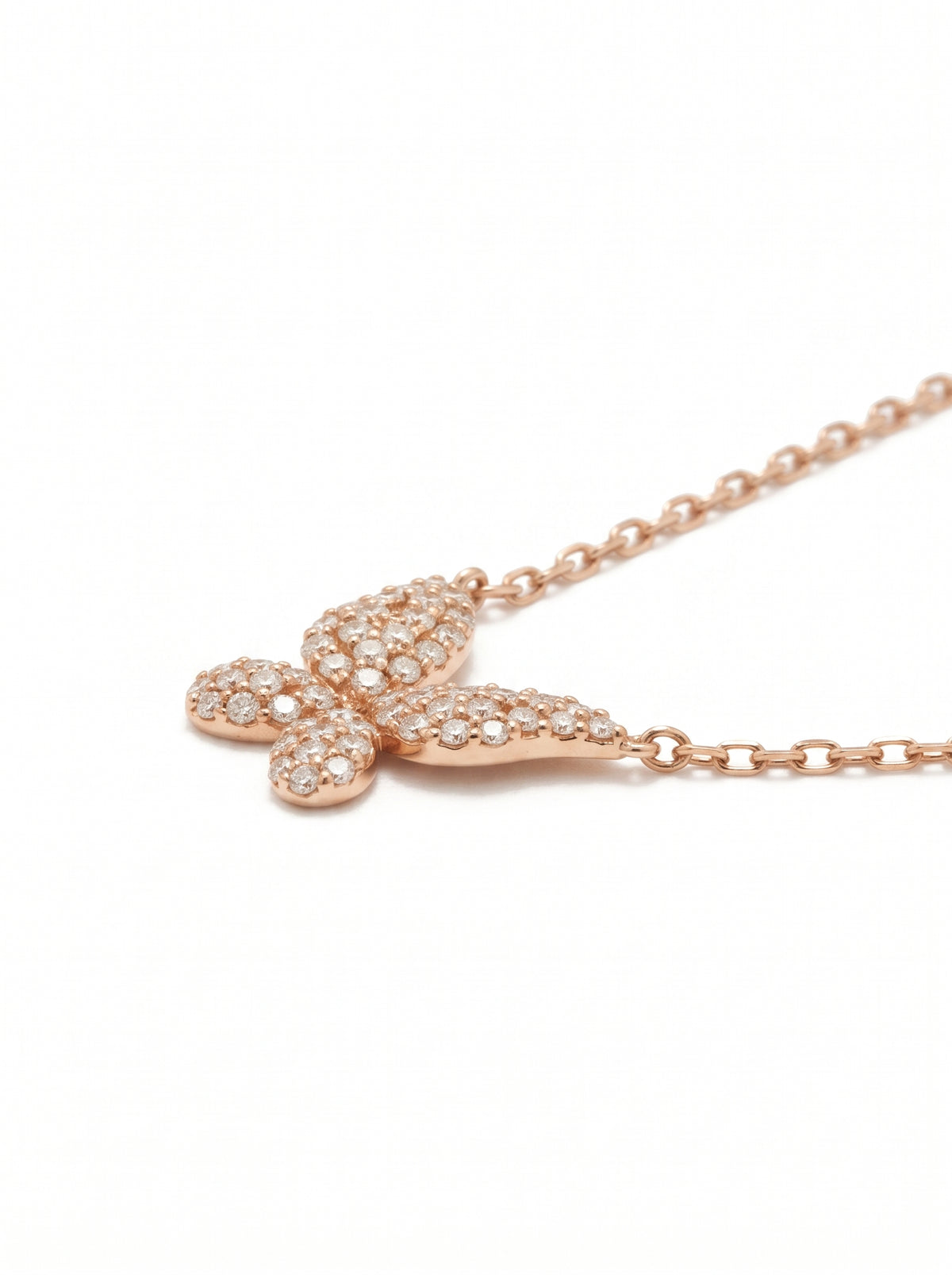 0.2ct Diamond Butterfly Pendant Necklace — detail view