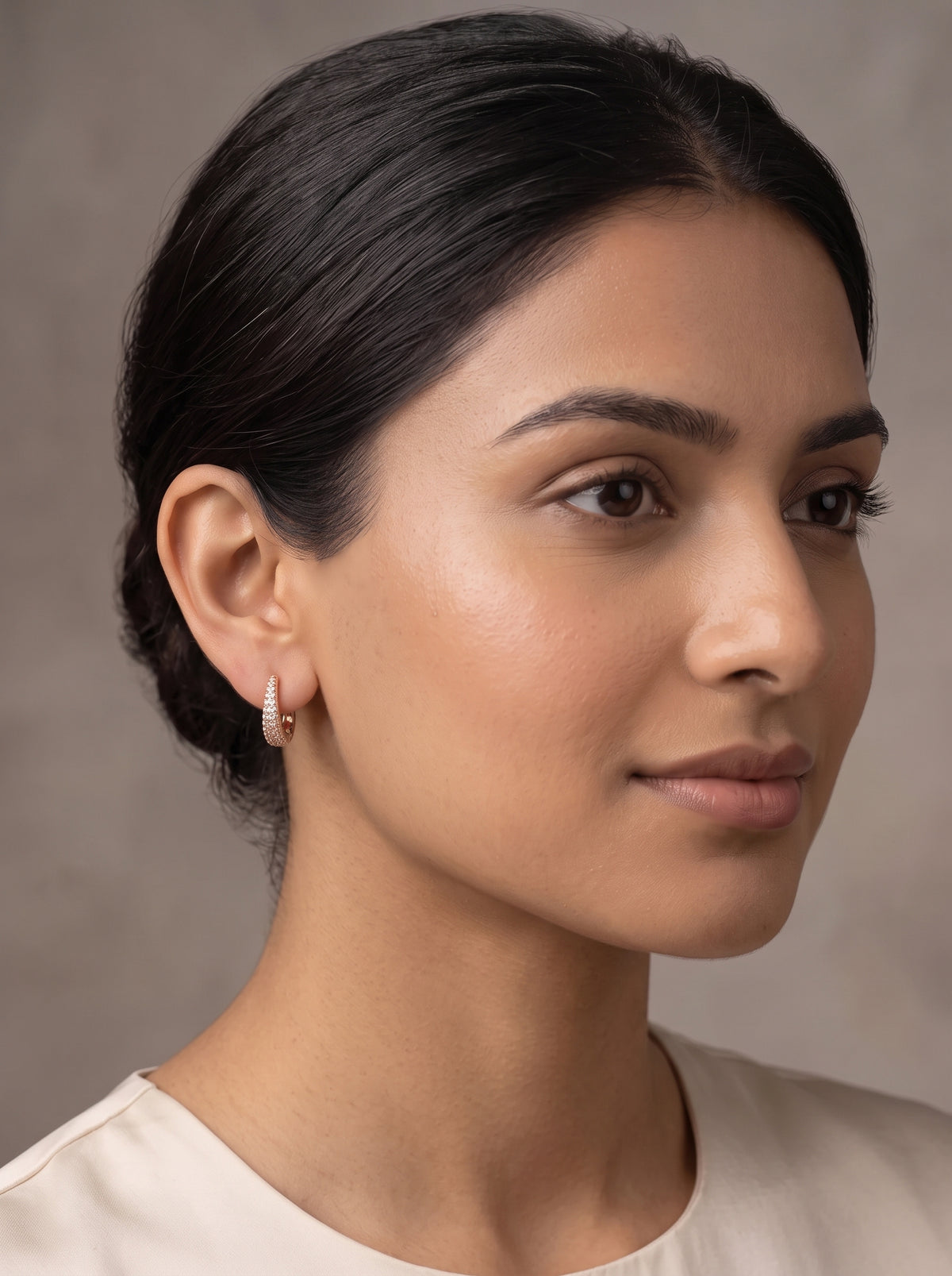 0.4ct Diamond Pavé Hoop Earrings — worn view